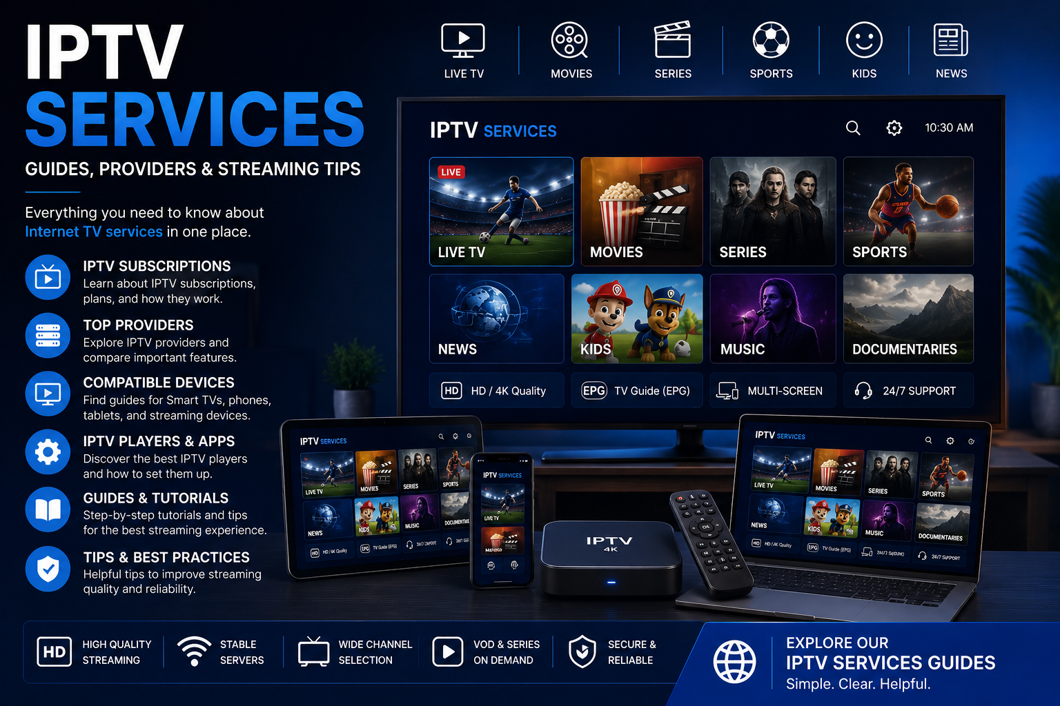 IPTV services guide for Smart TV and streaming devices