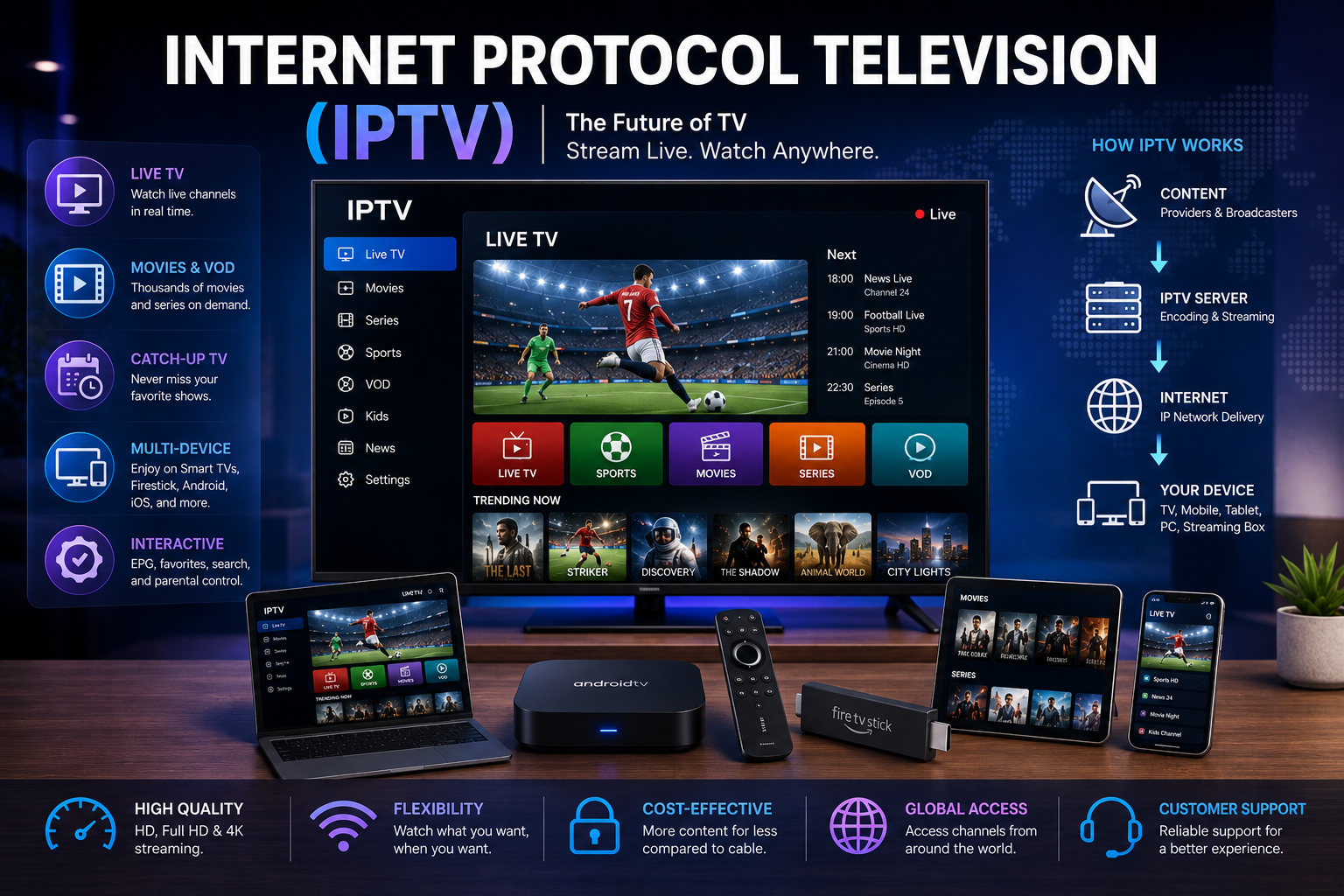Internet Protocol Television IPTV streaming technology on connected devices
